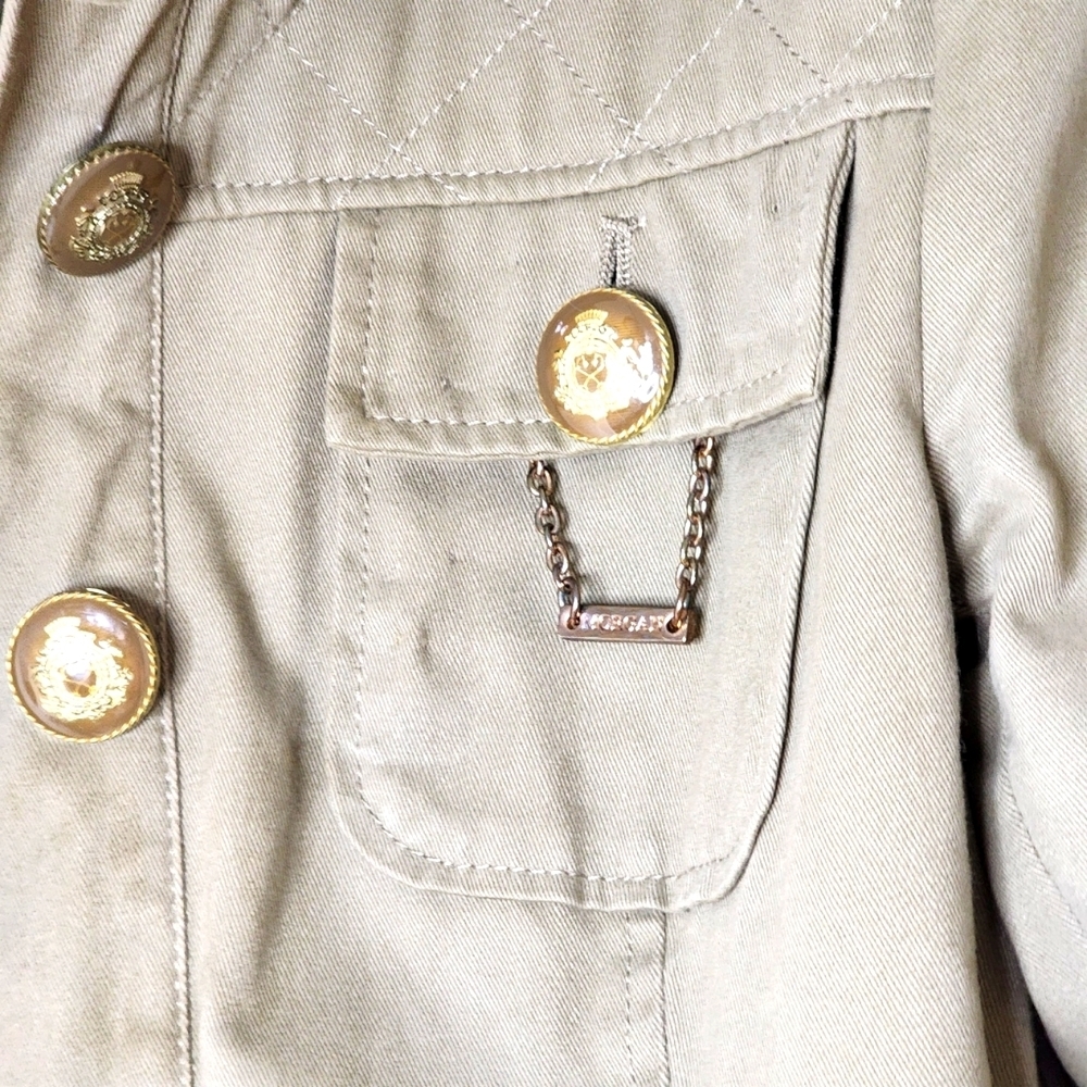Designer denim jacket size 8/10 camel colour military jacket Morgan De Toi - Picture 8 of 12
